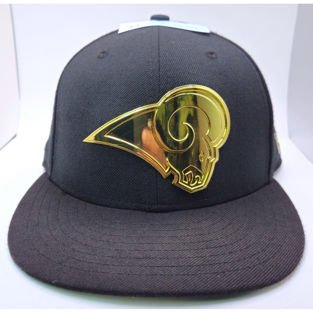 New Era 9FIFTY Los Angeles Rams Snapback Hat Black Gold Metallic Logo NFL Cap